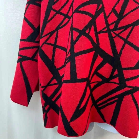 Premise Woman 1X Red Black Abstract Geometric Knit Pullover Art Party‎ Sweater - Picture 7 of 11